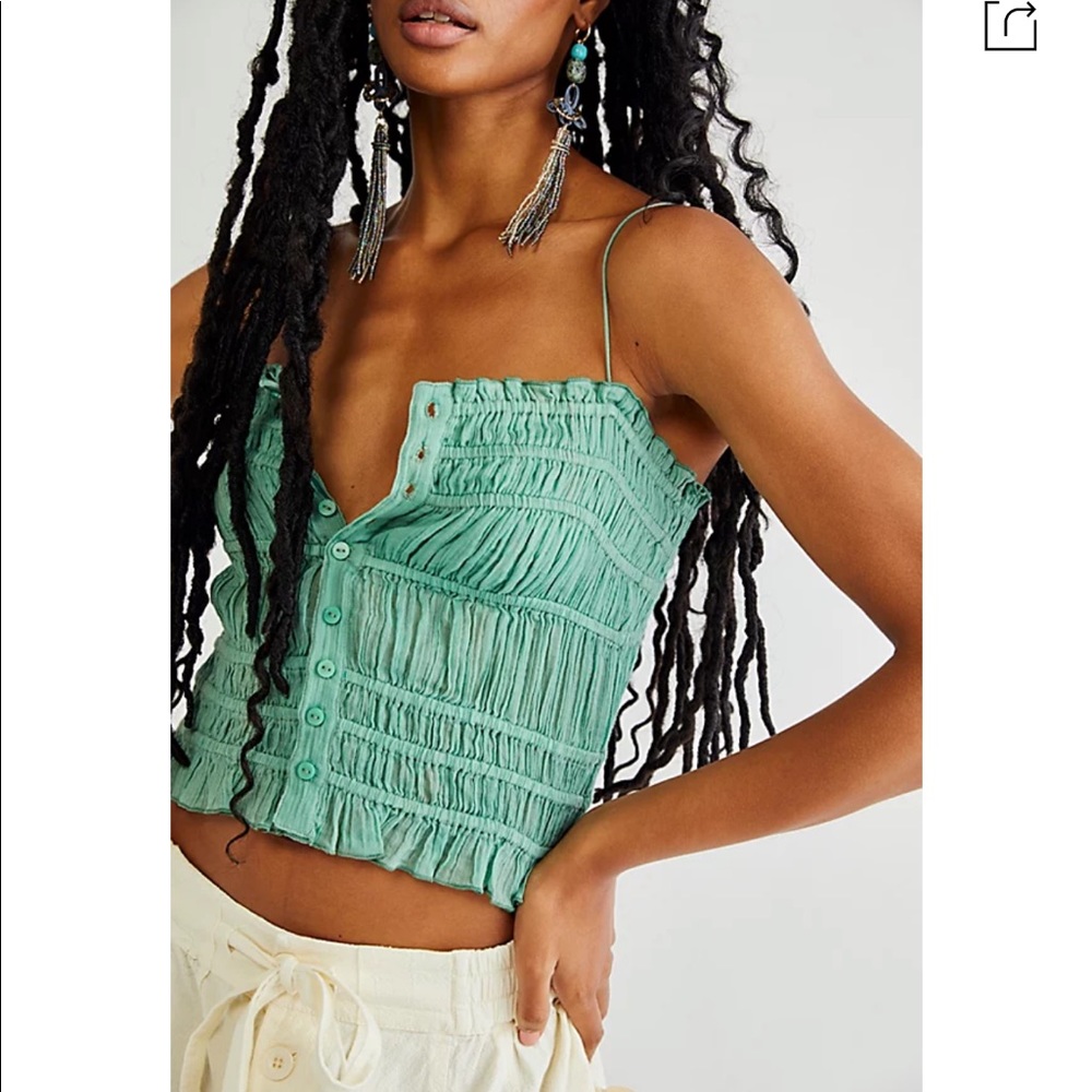 Free People Meridian Corset Top in Mountain Green